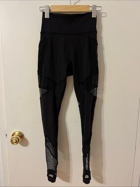 Lululemon Wunder Train Black Mesh Detail High-Waist Leggings